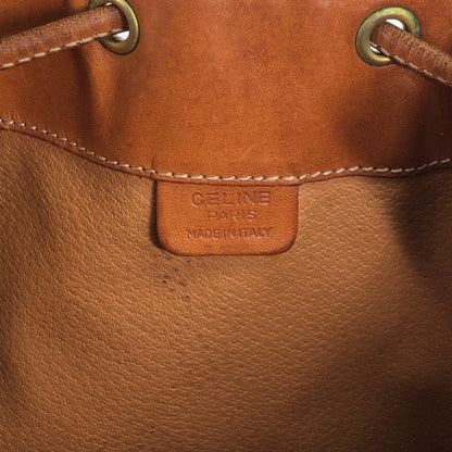 CELINE Macadam Blason Drawstring Shoulder bag Brown Vintage jpnyxd