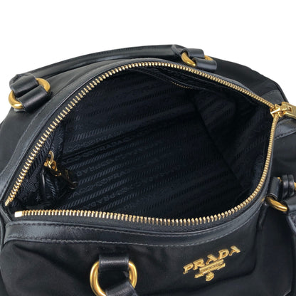 PRADA Logo Two-way Boston bag Shoulder bag Black Vintage 76zjdy