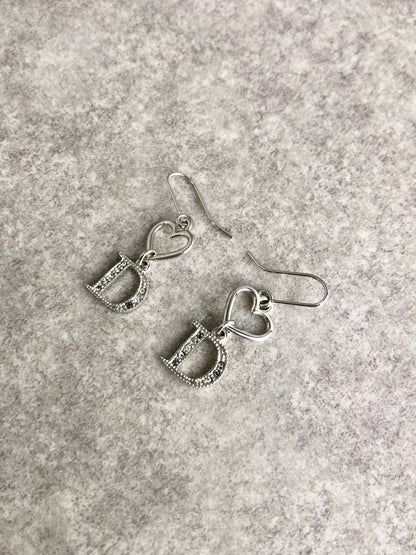 Christian Dior Rhinestone Earrings Silver Vintage jimjuu