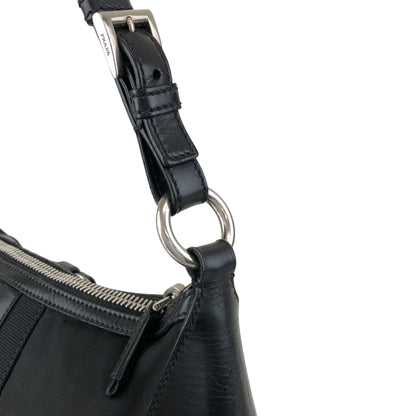 PRADA Tessuto Triangle Logo Shoulder bag Black Vintage prm6ap