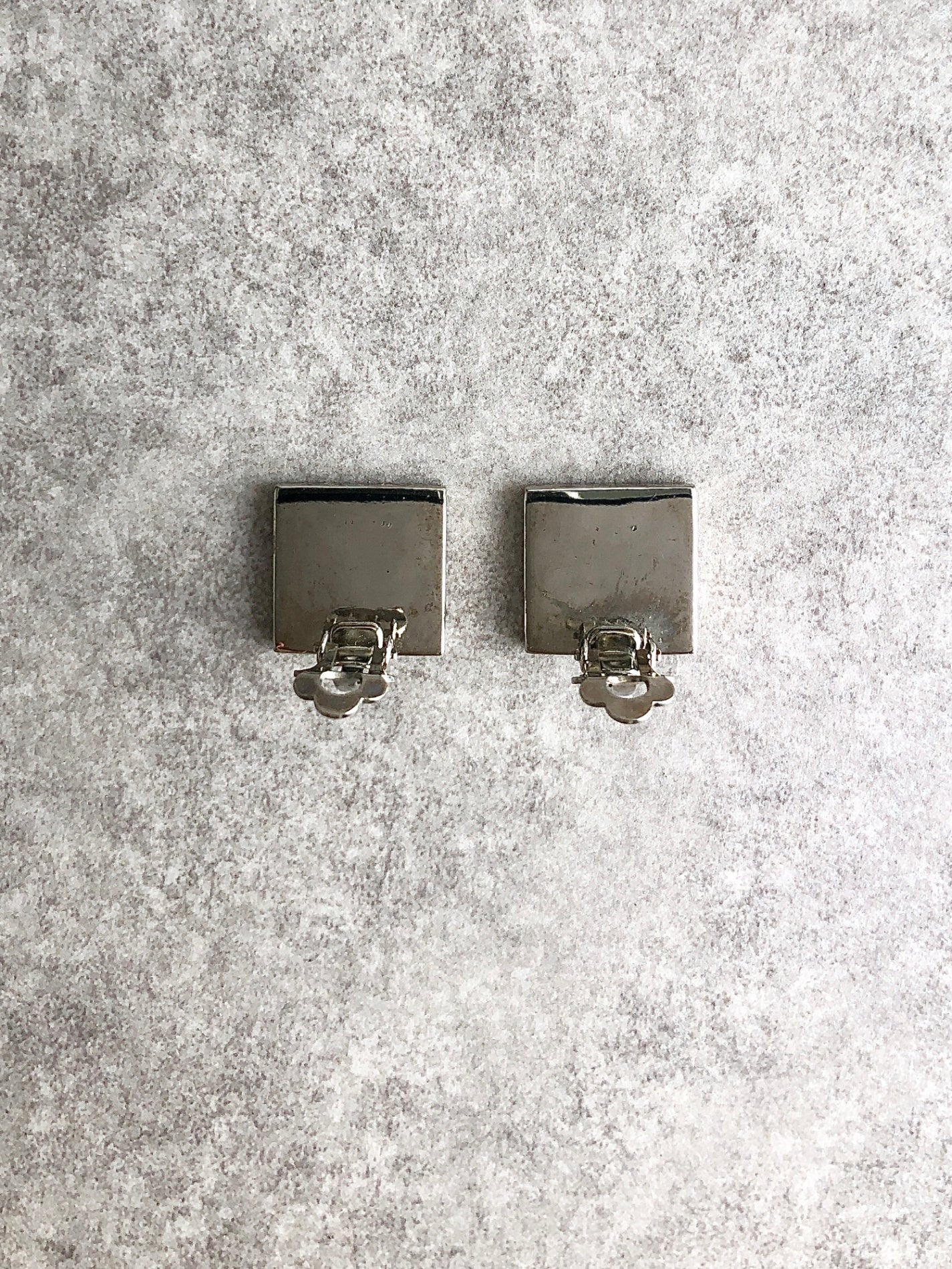 CELINE Logo Motif Earrings Silver Vintage iudp3b