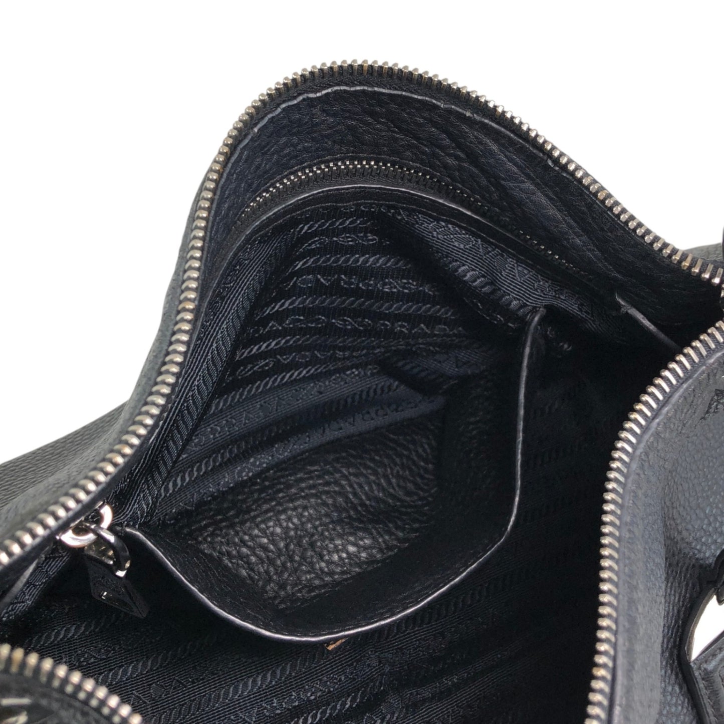 PRADA Logo Shoulder bag Hobobag Black Vintage 3hyfab