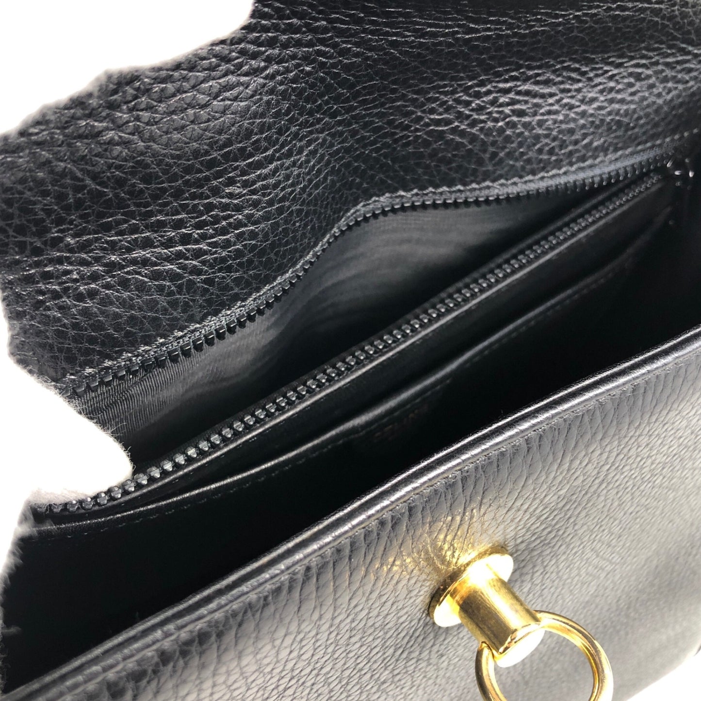 CELINE Gancini Handbag Black Vintage b8e6px