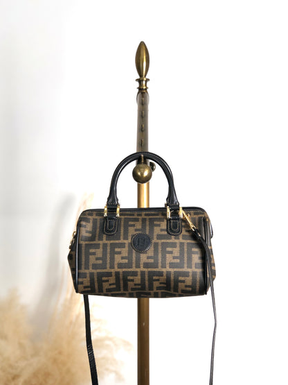 FENDI Zucca Logo Two-way Small Boston bag Shoulder bag Black Vintage v4wjj7