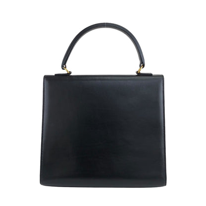 CELINE Gancini Handbag Black Vintage zn353p