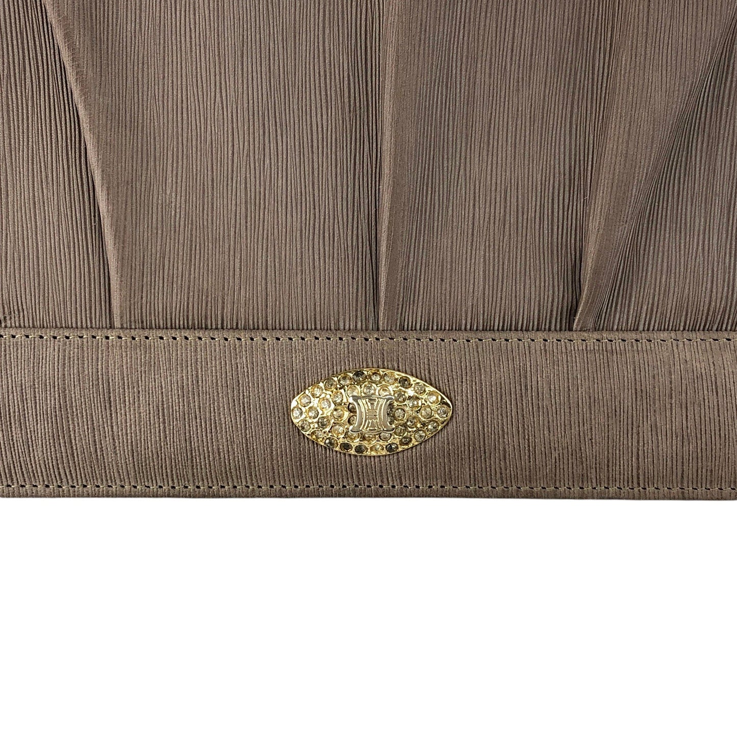 CELINE Triomphe Rhinestone Chain Shoulder bag Beige Vintage x4sgdj