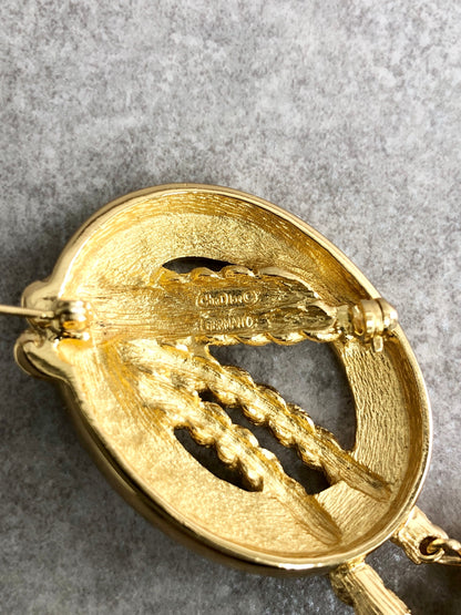 Christian Dior Tassel Motif Brooch Gold Vintage 8f3fvz