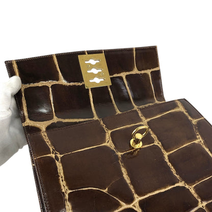 CELINE Gancini Handbag Brown Vintage bcfhg8