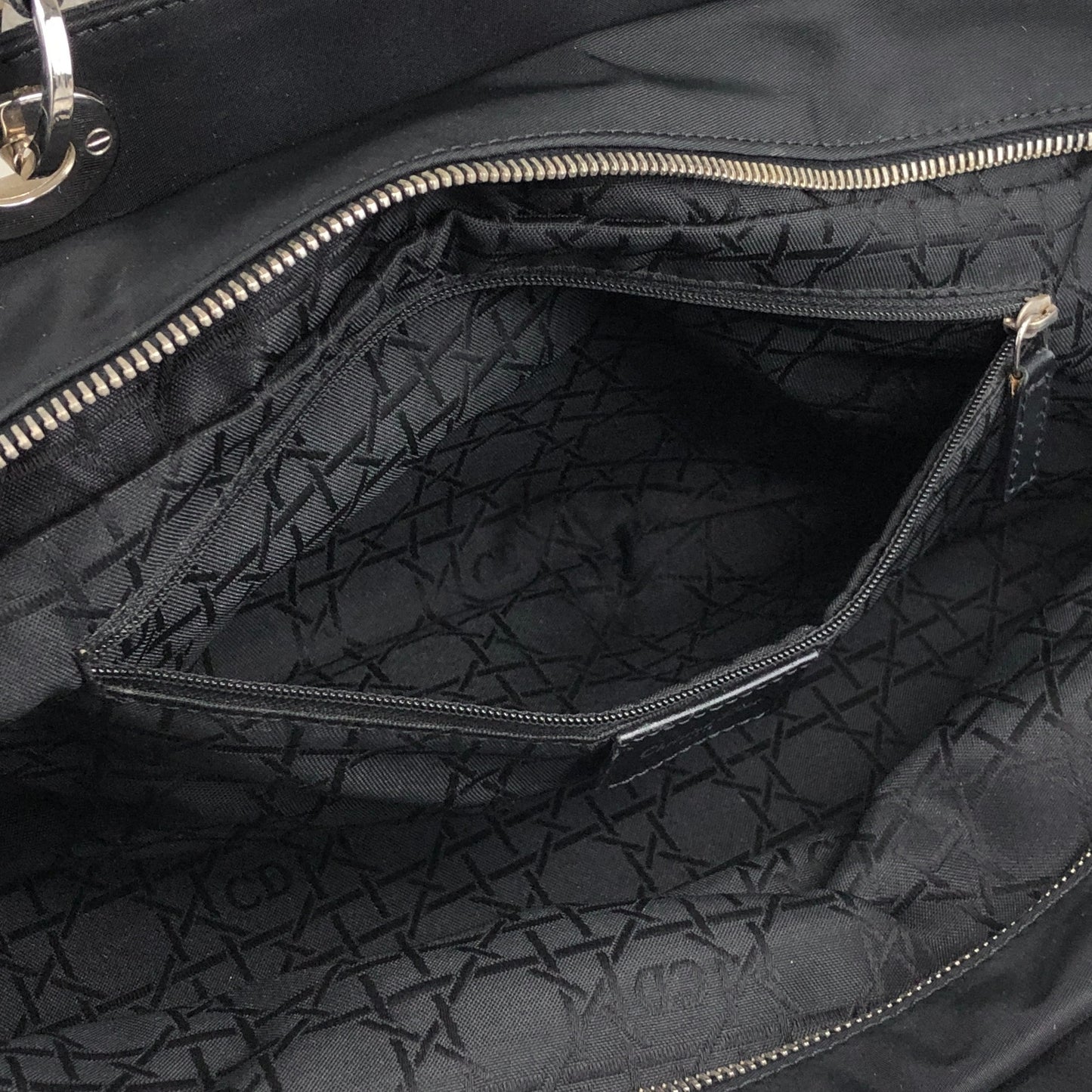 Christian Dior Cannage Logo Charm Handbag Black Vintage bceacw