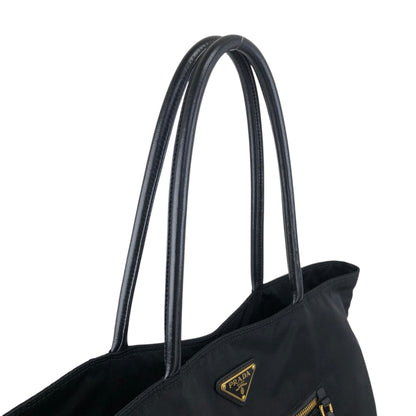 PRADA Tessuto Triangle Logo Handbag Totebag Black Vintage zahf6a