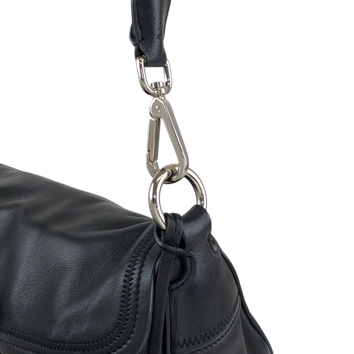 PRADA Front Buckle Handbag Black Vintage 5dmfc4