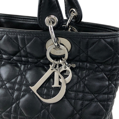 Christian Dior Lady Dior Cannage Logo Charm Handbag Black Vintage ymgxfh