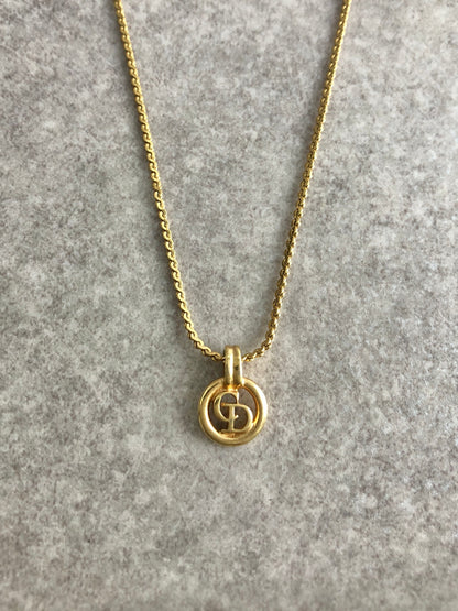 Christian Dior CD Logo Necklace Gold Vintage ev33c7