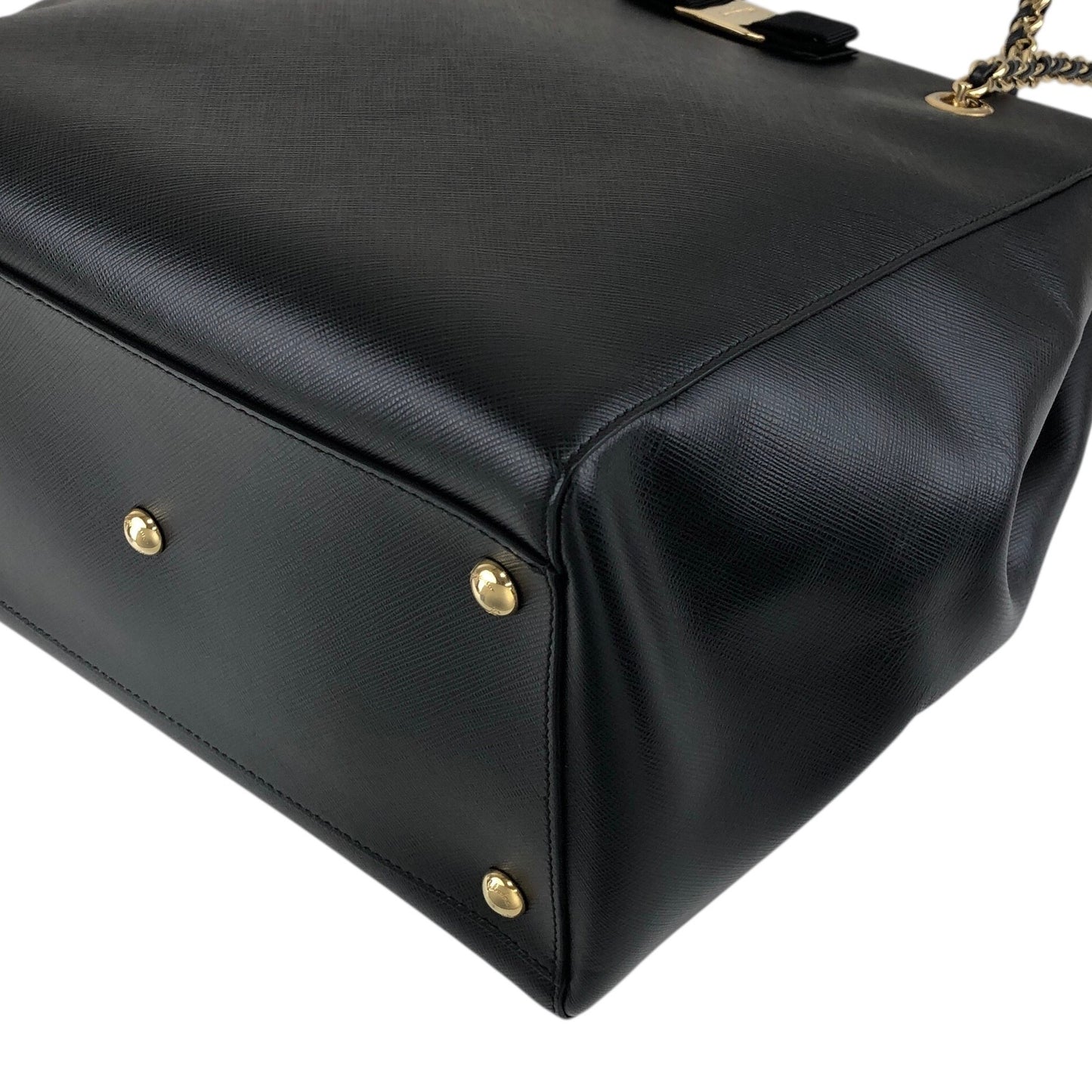 Salvatore Ferragamo Vala Ribbon Chain Totebag Black Vintage p52xmz