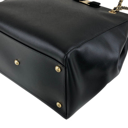 Salvatore Ferragamo Vala Ribbon Chain Totebag Black Vintage p52xmz