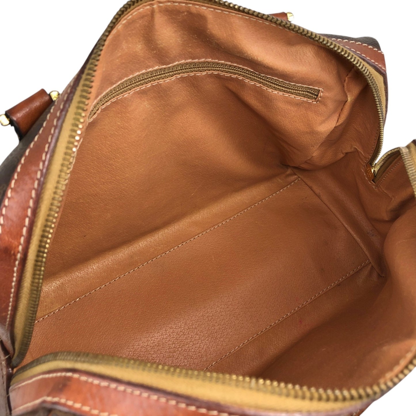 CELINE Macadam Blason Small Boston bag Handbag Brown Vintage 3wak2v