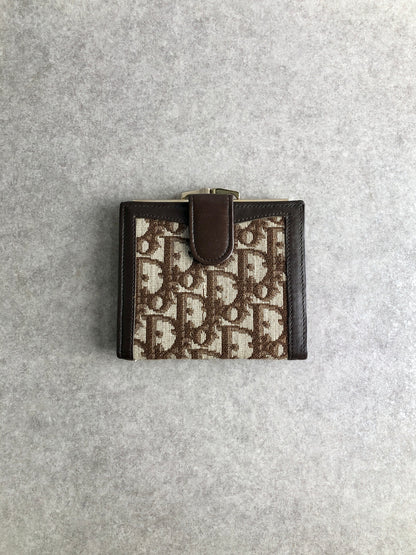 Christian Dior Trotter Clasp Folded Wallet Brown Vintage pvnvc5