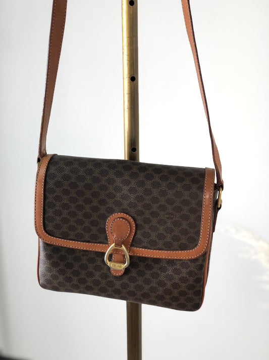 CELINE Macadam Horse Bit Shoulder bag Brown Vintage z6msw5