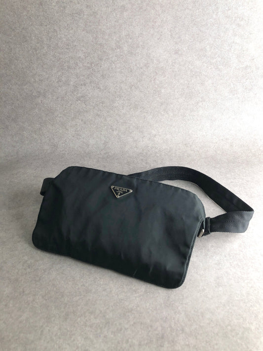 PRADA Tessuto Triangle Logo Sling bag Black Vintage 6r35d5