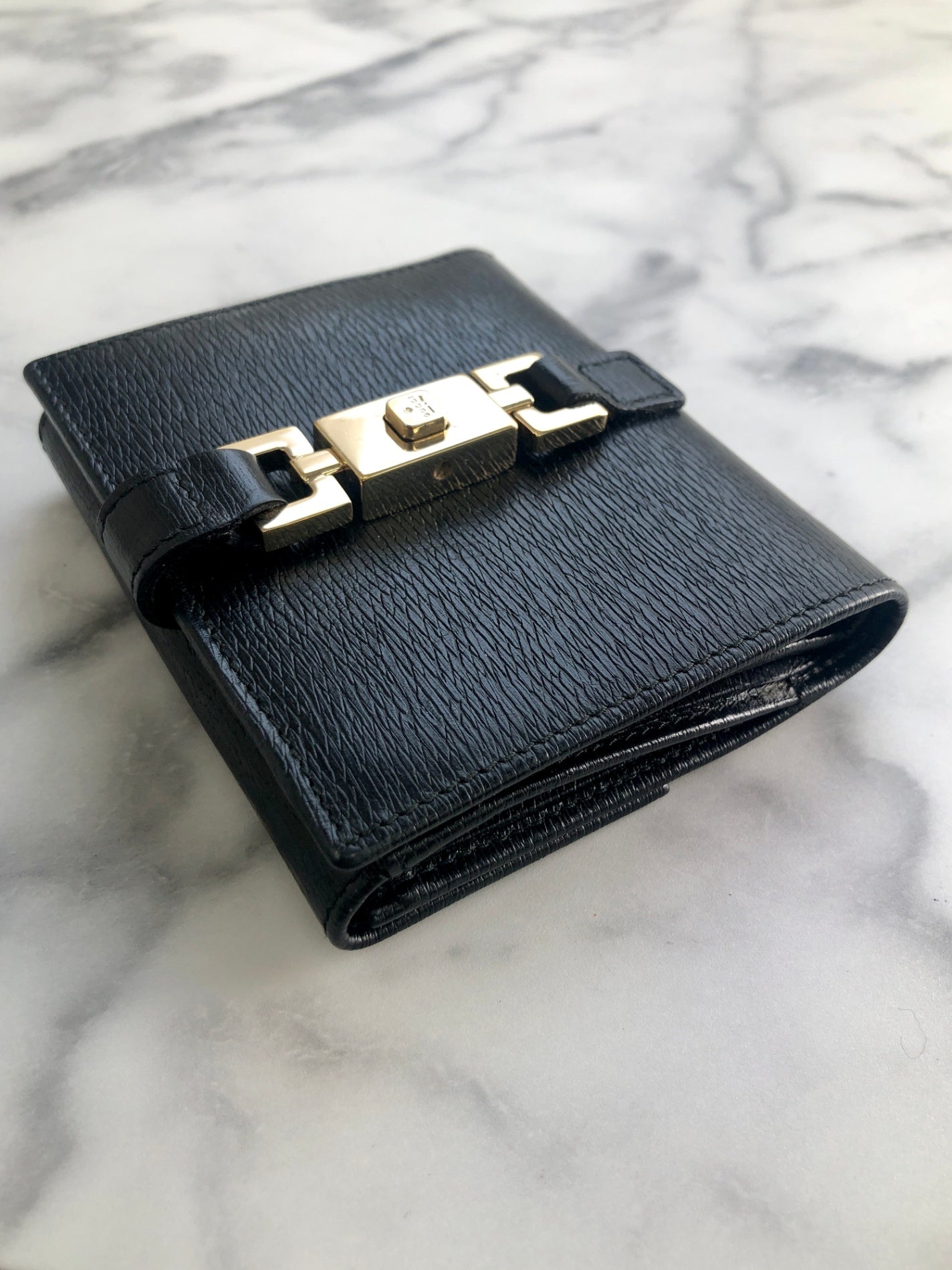 GUCCI Jackie Folded Wallet Black Vintage zawye6