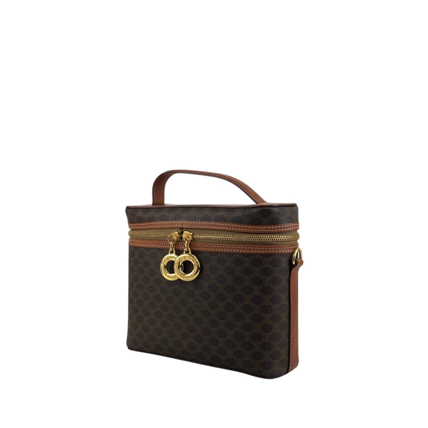 CELINE Macadam Circle Logo Charm Two-way Shoulder bag Vanity bag Brown Vintage 6zcbz5