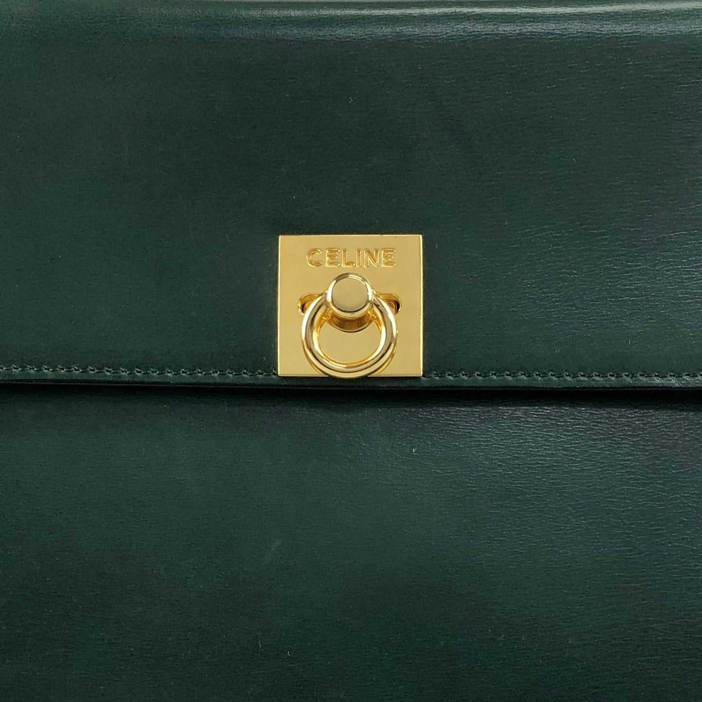 CELINE Gancini Handbag Dark Green Vintage sxajh2