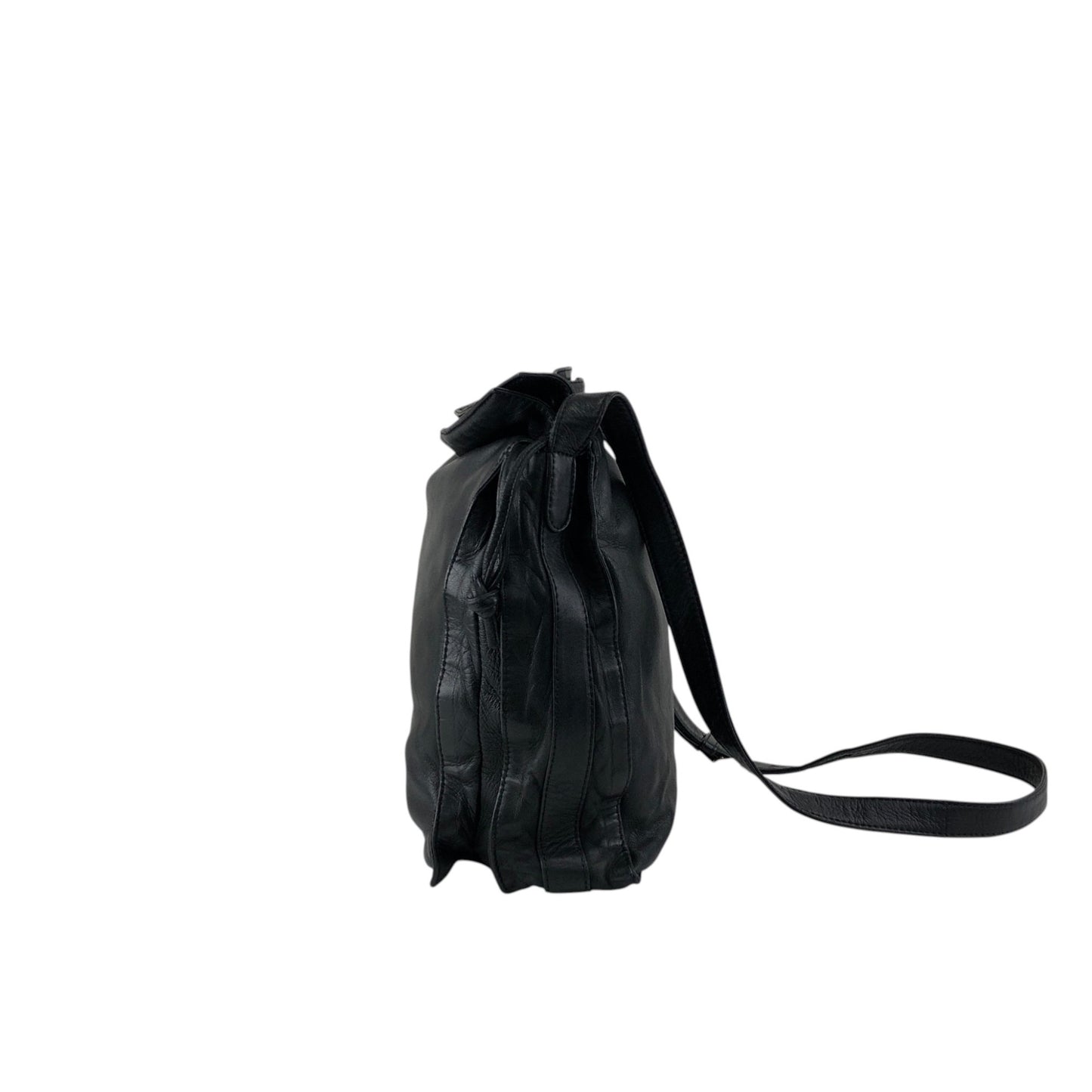 LOEWE Anagram Flamenco Drawstring Shoulder bag Black Vintage ak5uss