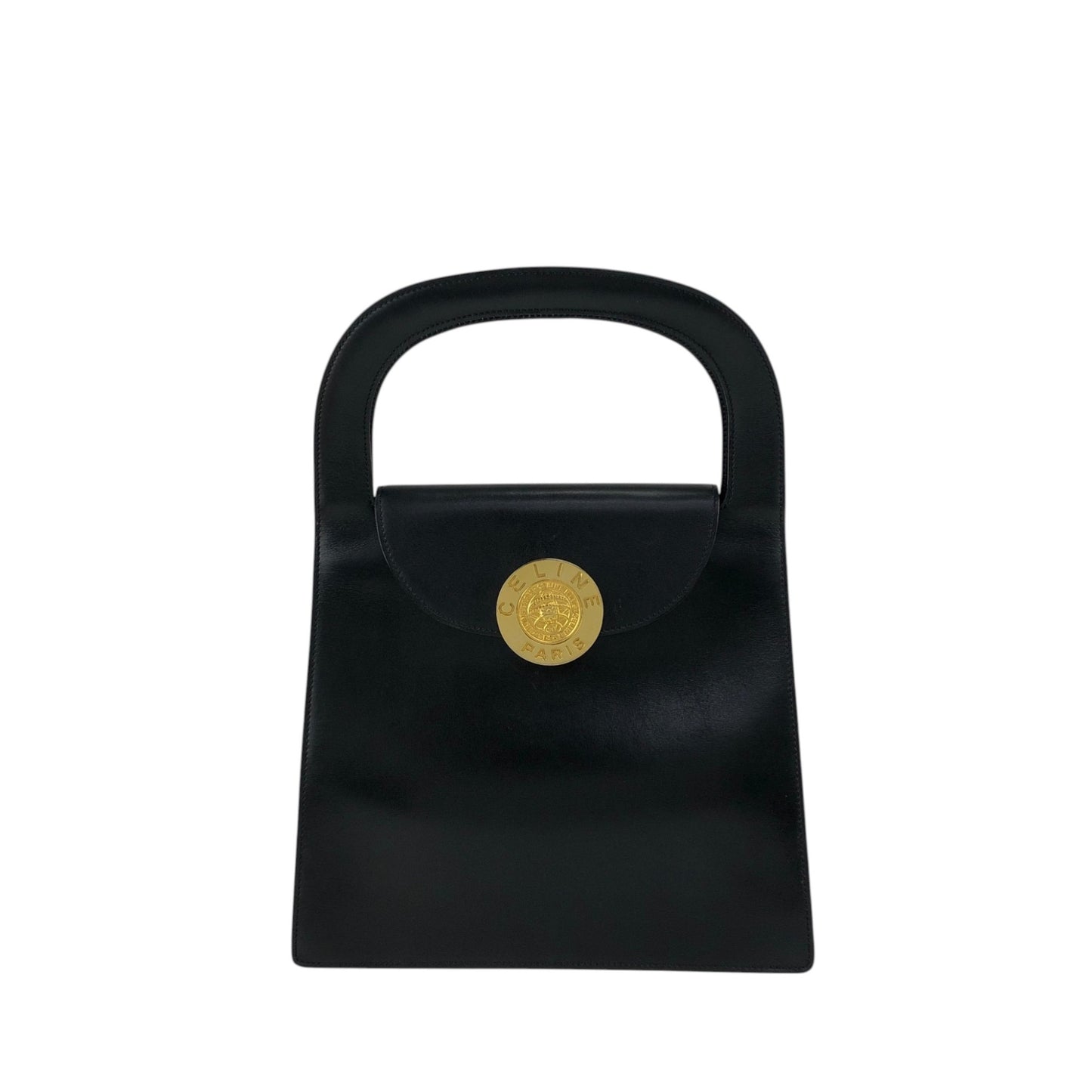 CELINE Top Handle Handbag Black Vintage f4rr4a