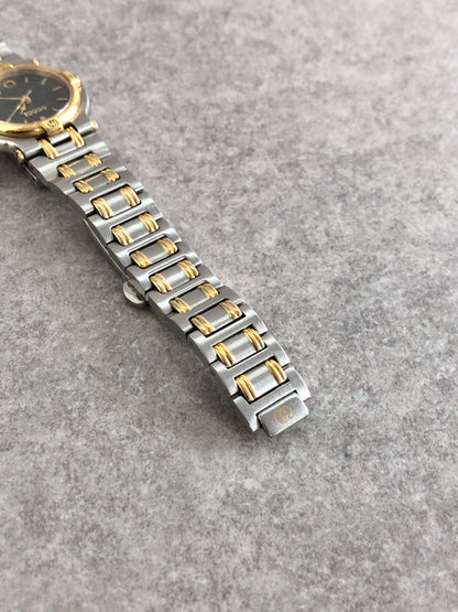 GUCCI Logo Watch Gold×Silver 9000L Vintage r37ids