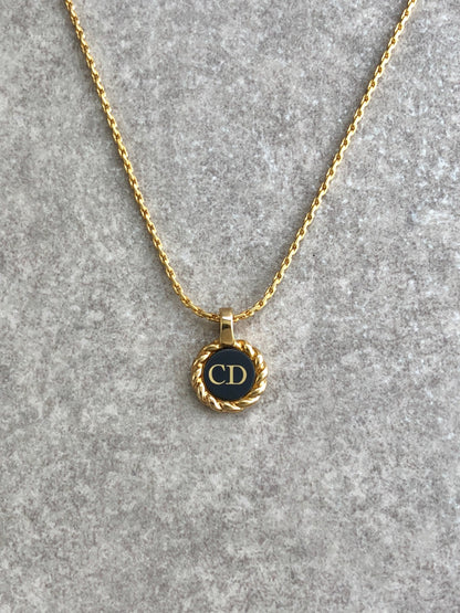Christian Dior CD Logo Necklace Gold Vintage gf2h6j