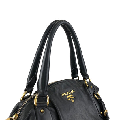 PRADA Logo Two-way Handbag Shoulder bag Black Vintage ashbj6