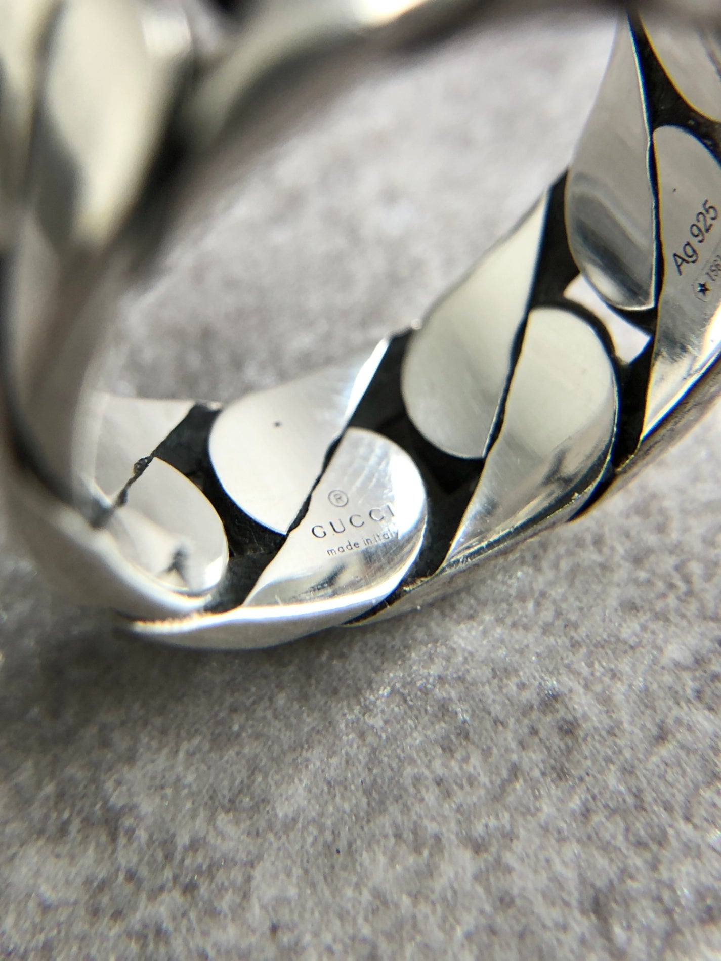 GUCCI Interlocking SILVER925 Ring Silver Vintage k4kgbj