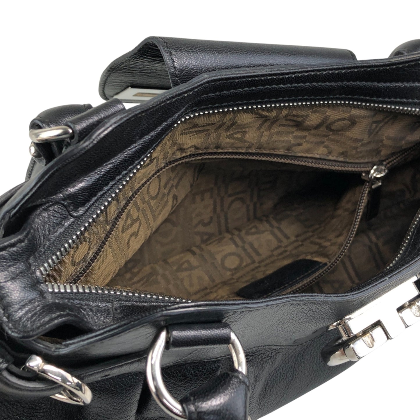 Salvatore Ferragamo Gancini Handbag Black Vintage mfbzax