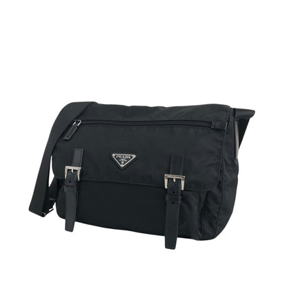 PRADA Tessuto Triangle Logo Shoulder bag Black Vintage zrh5tr