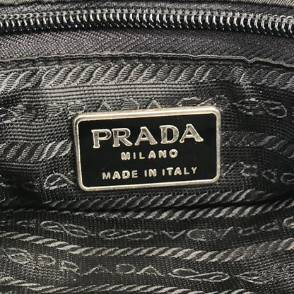 PRADA Triangle Logo Metal Handle Handbag Black Vintage 5usfgw