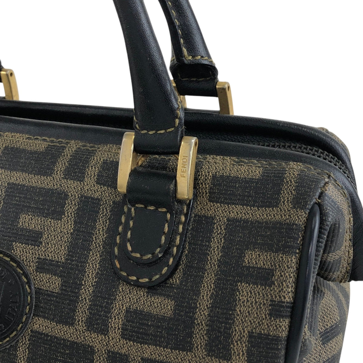 FENDI Zucca Two-way Small Boston bag Shoulder bag Black Vintage prhk66