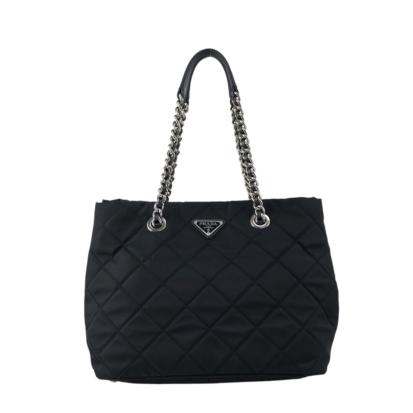 PRADA Triangle Logo Handbag Chain Shoulder bag Black 1BG740 Vintage vfbw8x