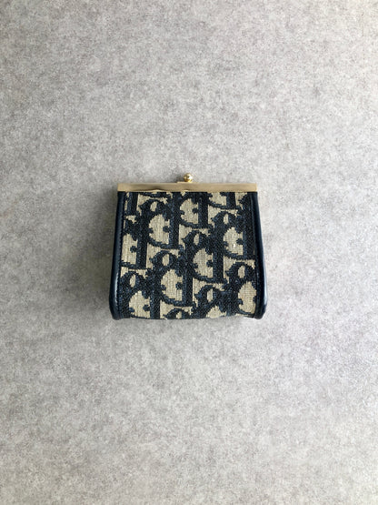 Christian Dior Trotter Metal Clasp Coin Purse Navy Vintage vyt3e7