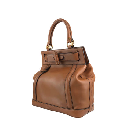 LOEWE Turn Lock Handbag Brown Vintage u4bec7
