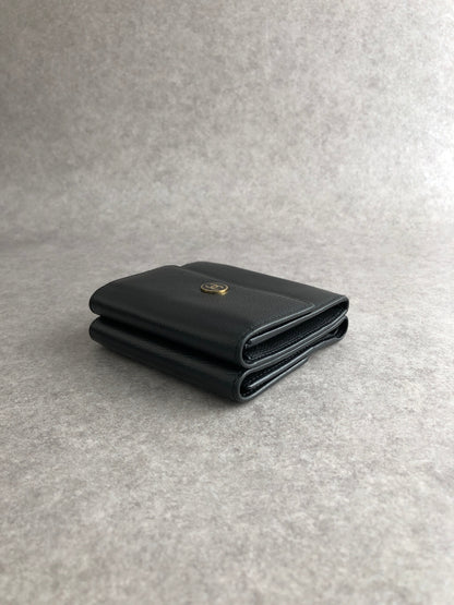 CHANEL Coco Mark Folded Wallet Black Vintage 5kt7pz