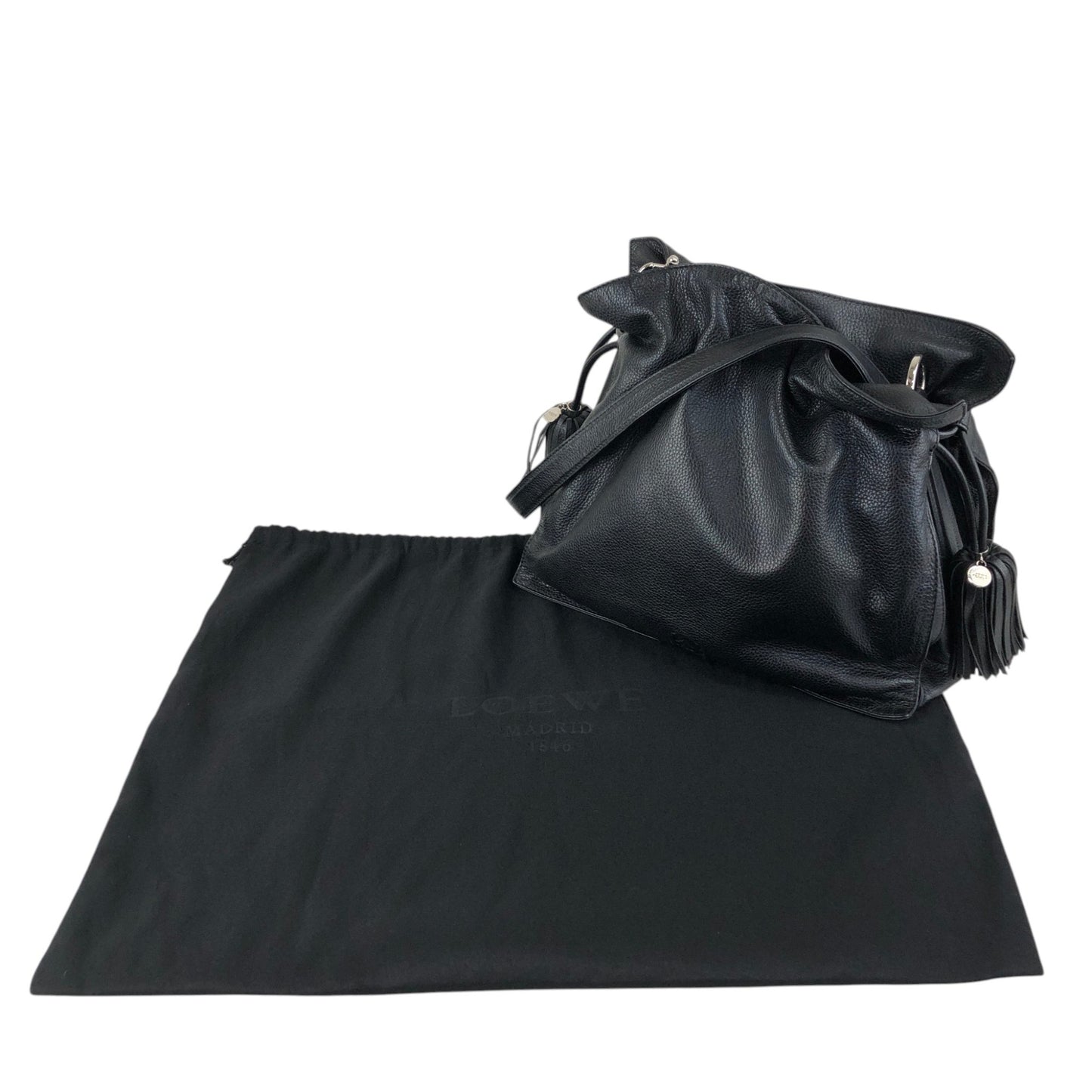 LOEWE Anagram Drawstring Shoulder bag Black Vintage t3naju