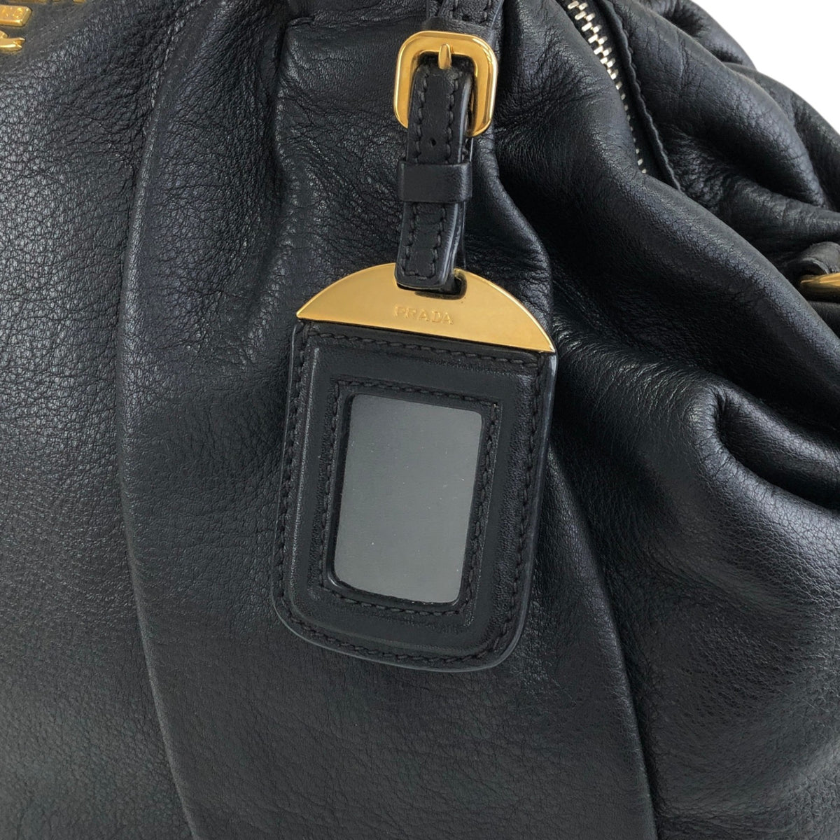 PRADA Logo Two-way Handbag Shoulder bag Black Vintage b3cs48