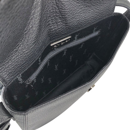 Yves Saint Laurent Logo Front Buckle Shoulder bag Black Vintage f6ymwp