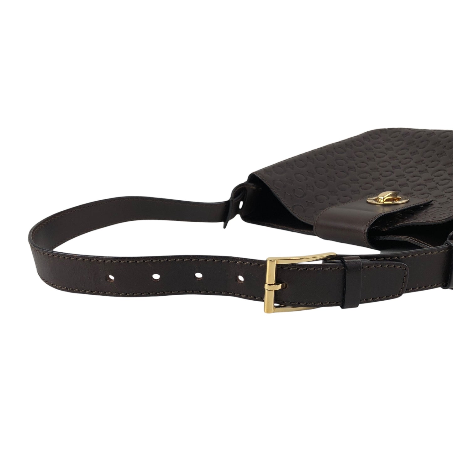 CELINE Blason Turn Lock Shoulder bag Brown Vintage txixub