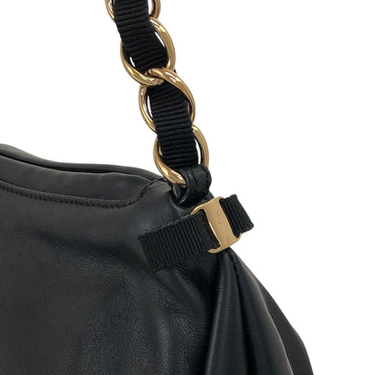 Salvatore Ferragamo Vala Ribbon Chain Shoulder bag Black Vintage j65jf8