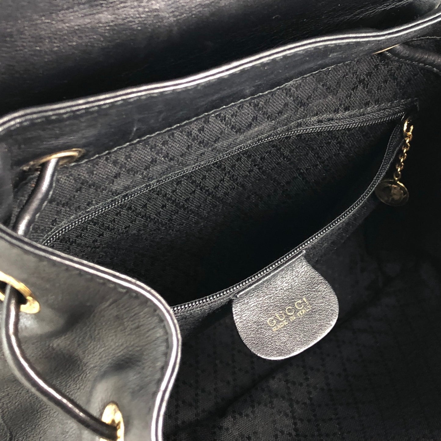 GUCCI Bamboo Double Pocket Backpack Black Vintage 3ug5ej