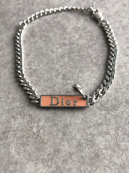 Christian Dior Logo Bracelet Silver Vintage z7c5g4