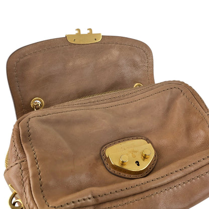 PRADA Logo Front Buckle Chain Shoulder bag Brown Vintage gkm4zp