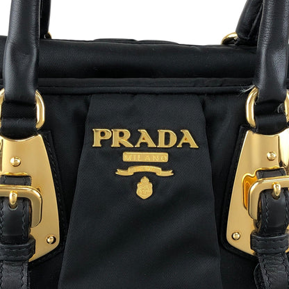 PRADA Logo Two-way Small Boston bag Shoulder bag Black Vintage is5a6n