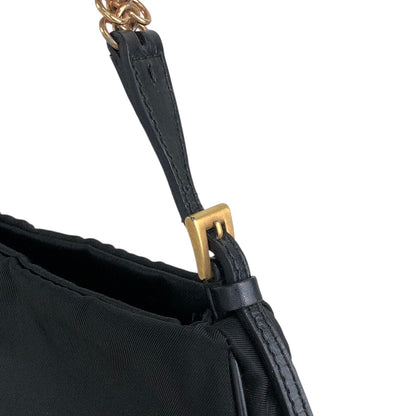 PRADA Tessuto Triangle Logo Chain Shoulder bag Black Vintage z4kic8